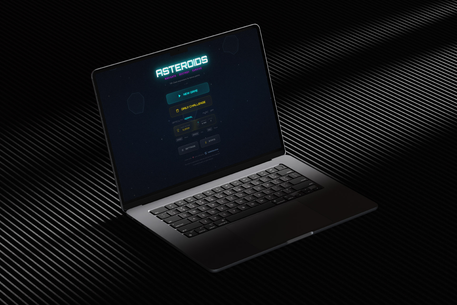 Asteroids Neon Oblivion Game — Interactive & Motion project by Lukas Sabaliauskas