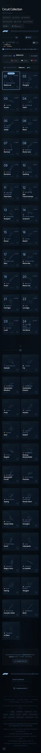 F1 circuit poster – dark theme with accent-colored track layout