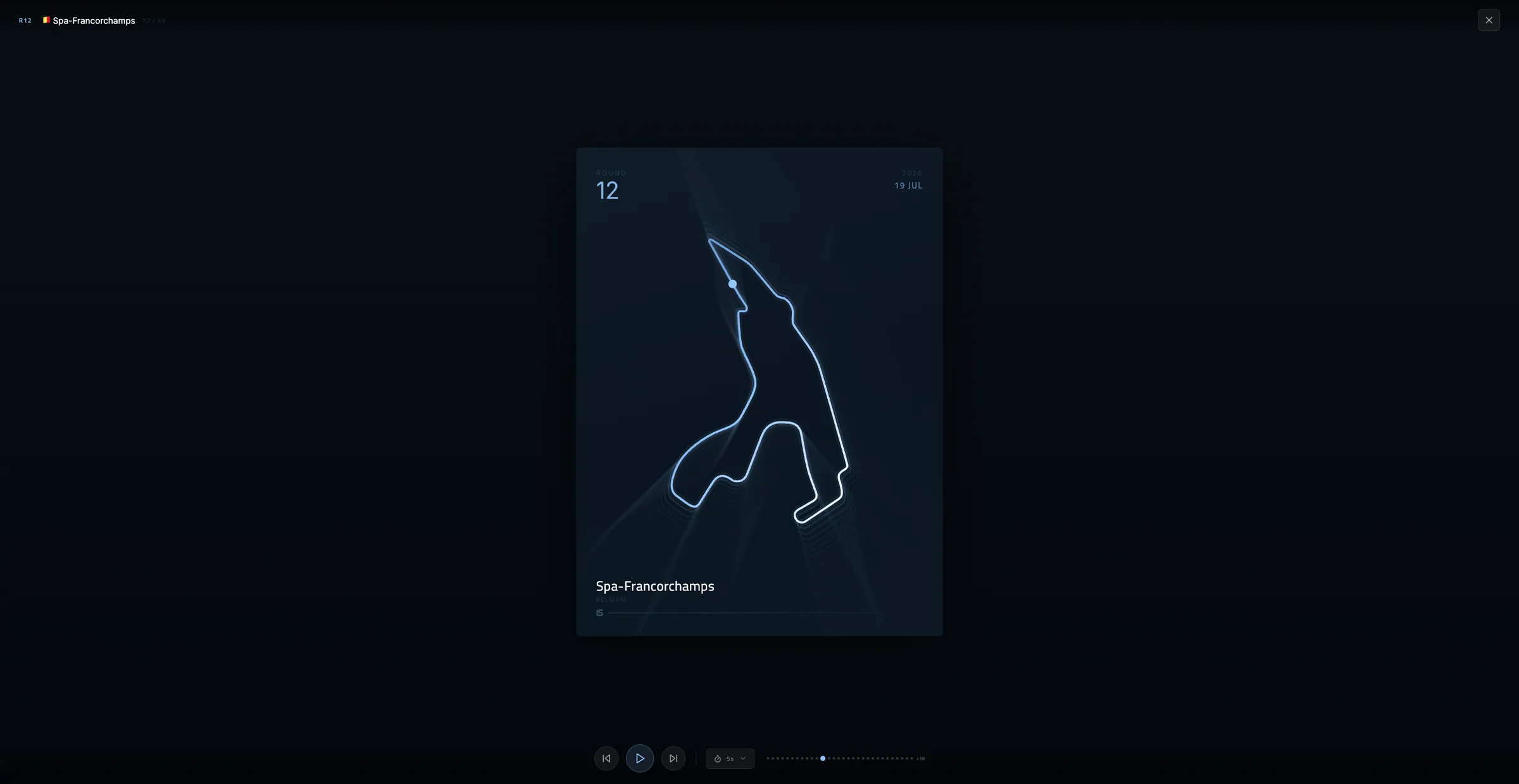 F1 circuit poster – dark theme with accent-colored track layout