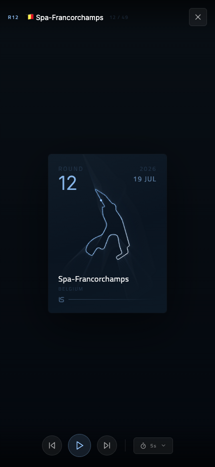 F1 circuit poster – dark theme with accent-colored track layout
