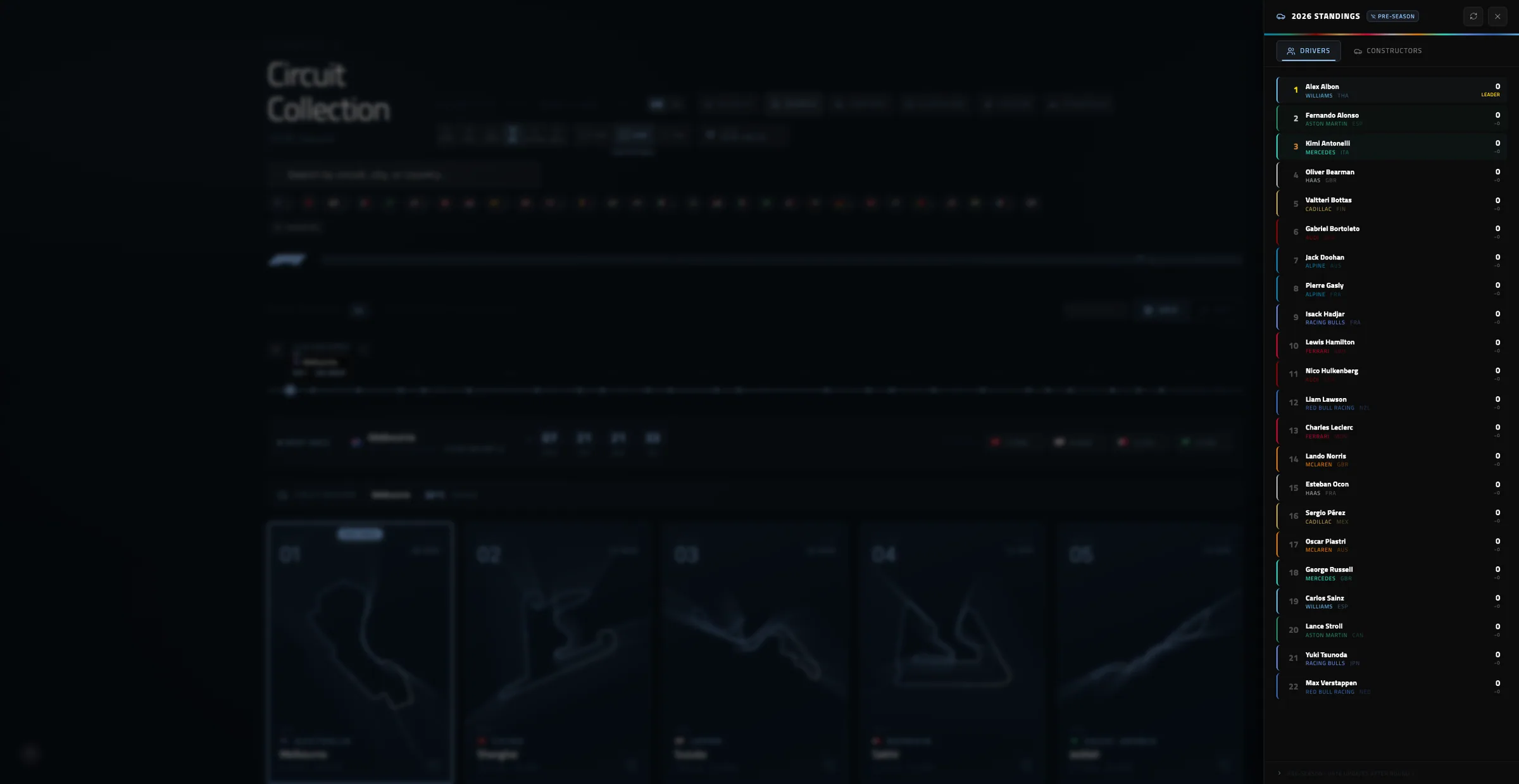F1 circuit poster – dark theme with accent-colored track layout