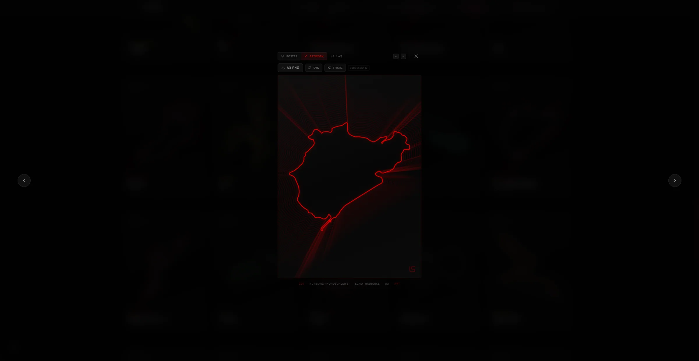 F1 circuit poster – dark theme with accent-colored track layout