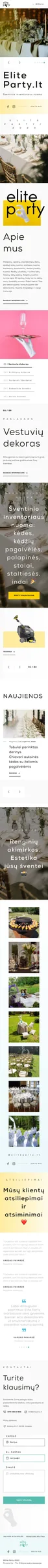 Eliteparty.lt mainpage – mobile layout