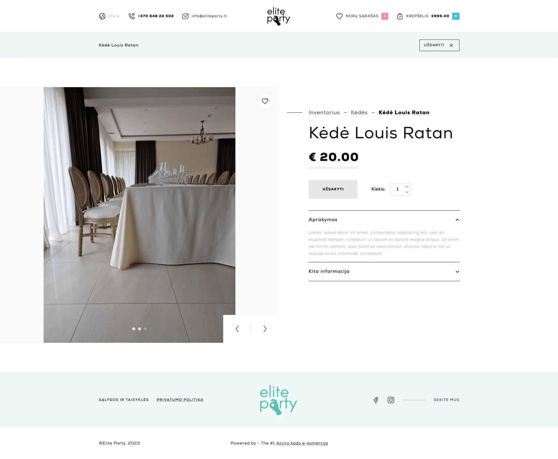 Eliteparty.lt product page – image gallery view 1