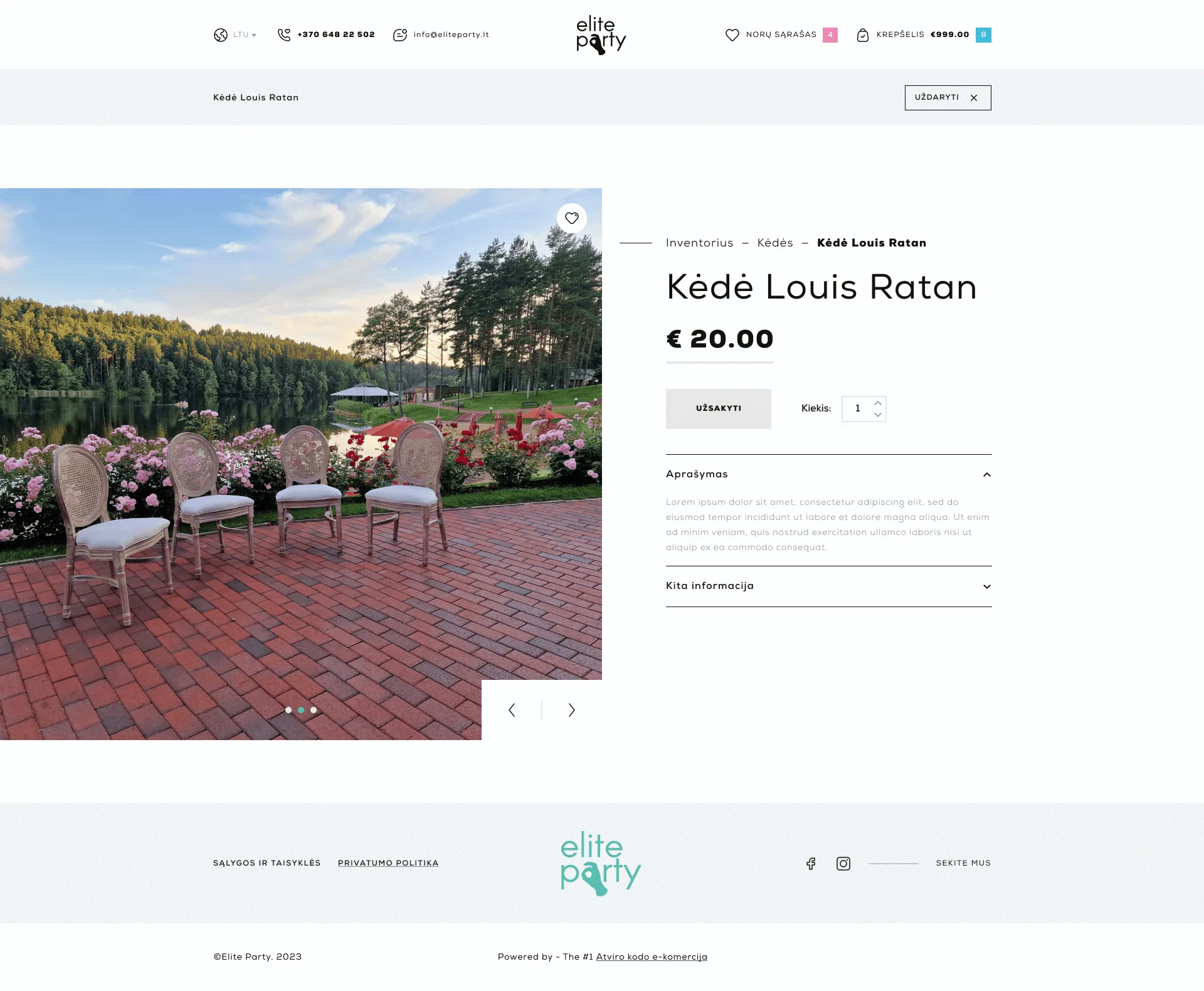 Eliteparty.lt product page – image gallery view 2