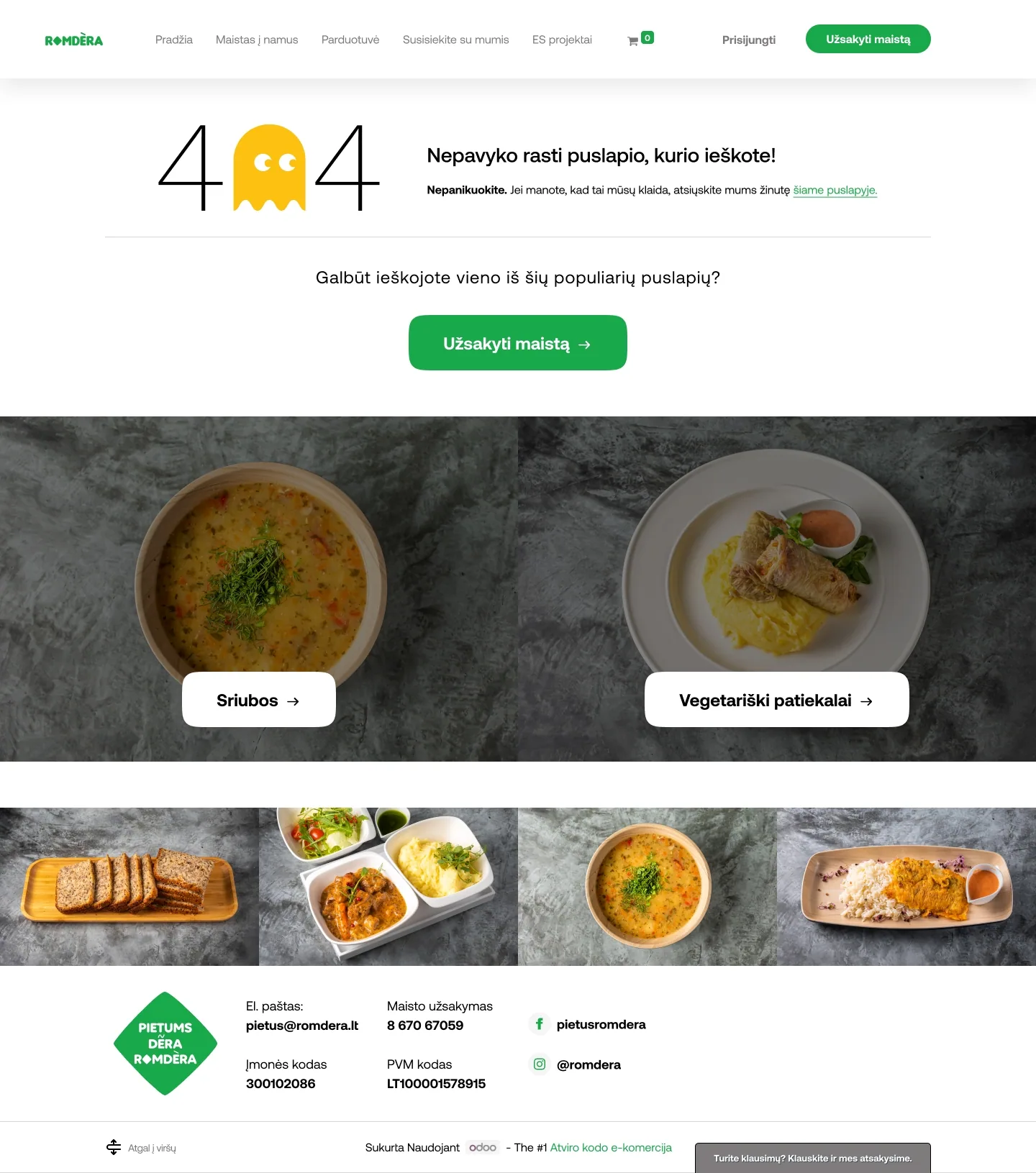 Romdera.lt redesign – 404 error page design