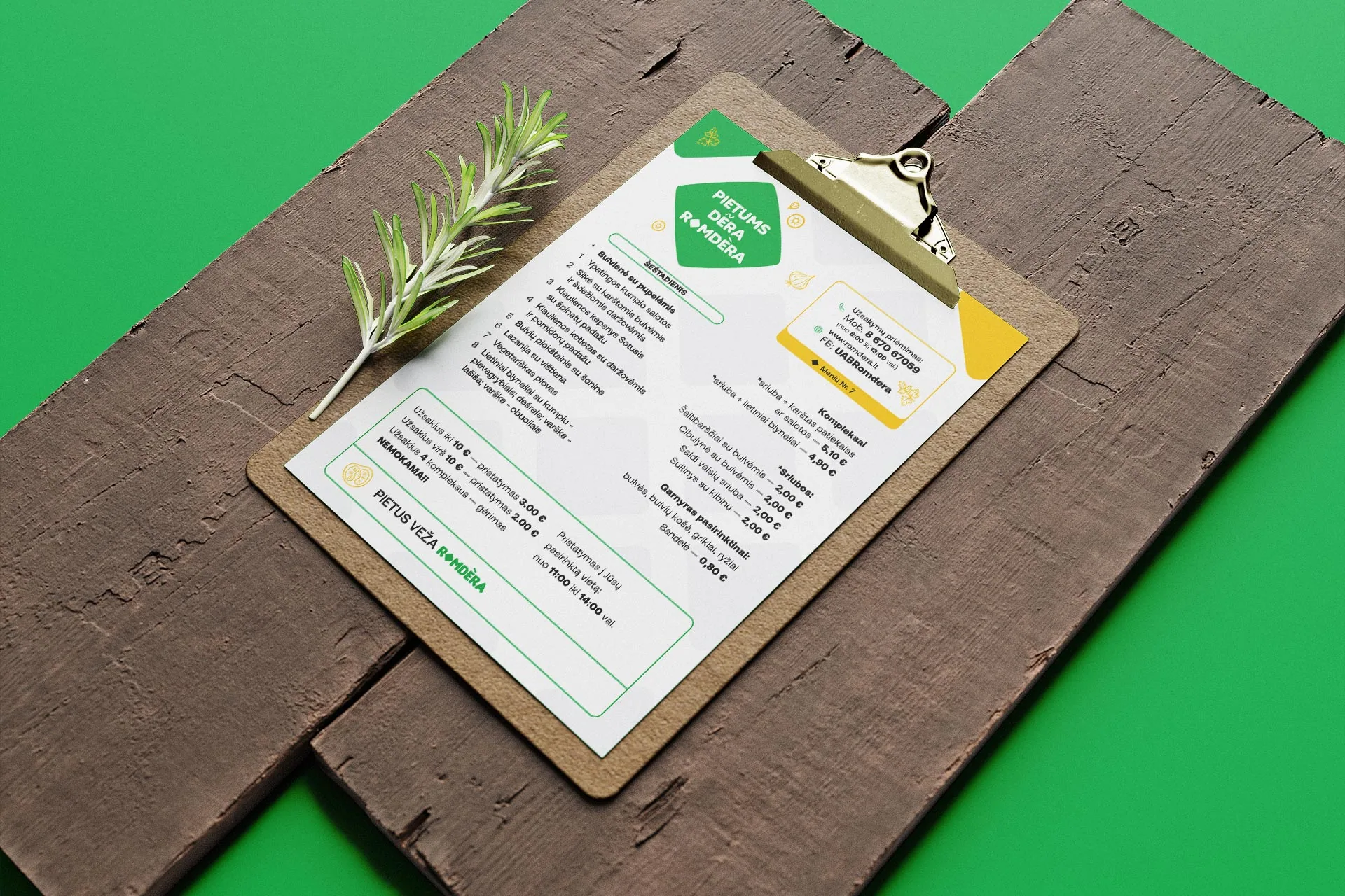 Romdera weekly menu design – page spread