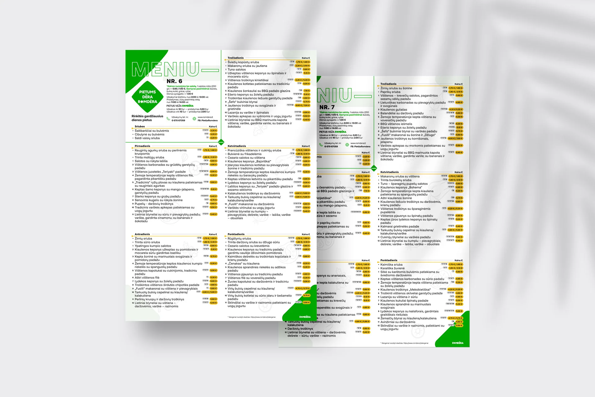 Romdera weekly menu design – 2026 edition