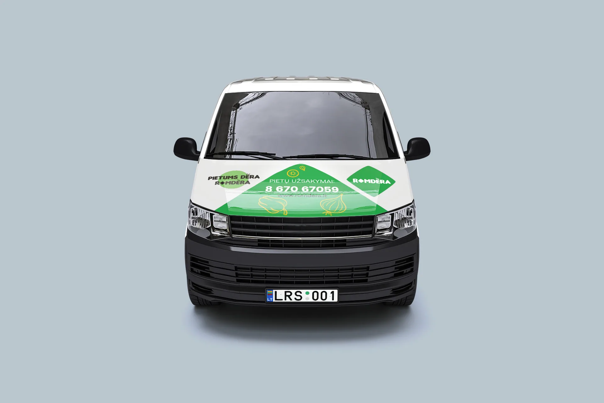 Romdera branded delivery van – front view
