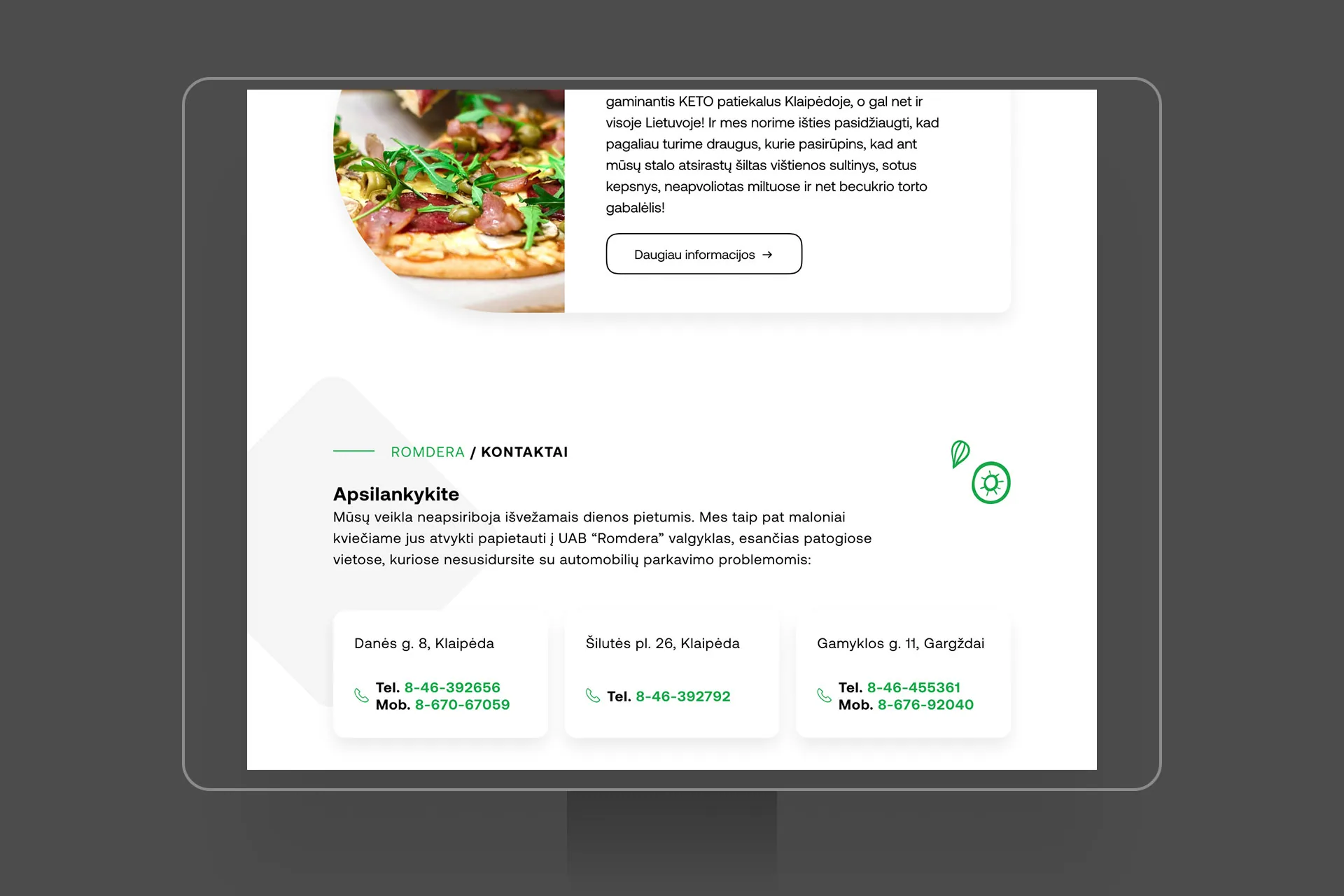 Romdera website – page screen
