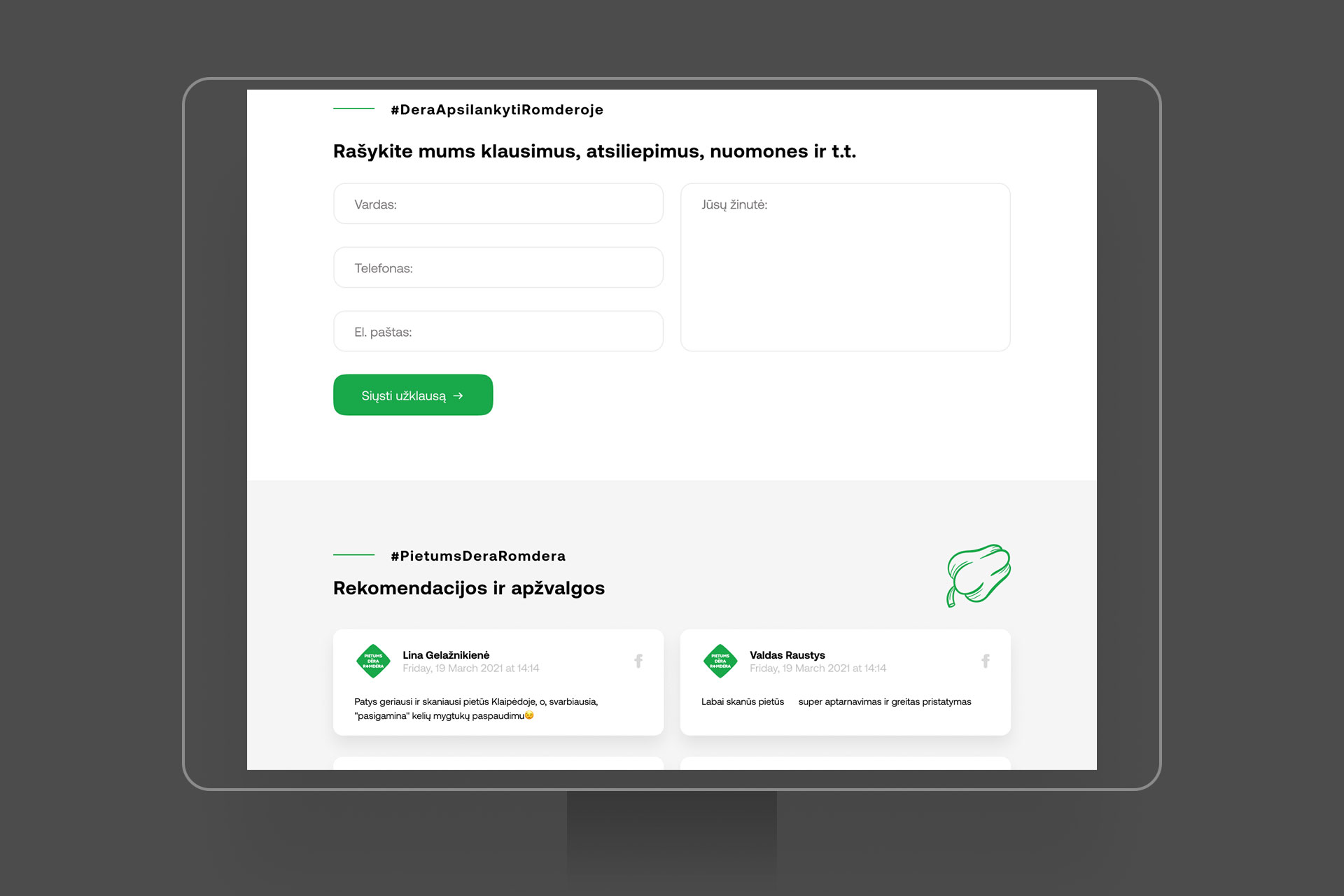 Romdera website – page screen