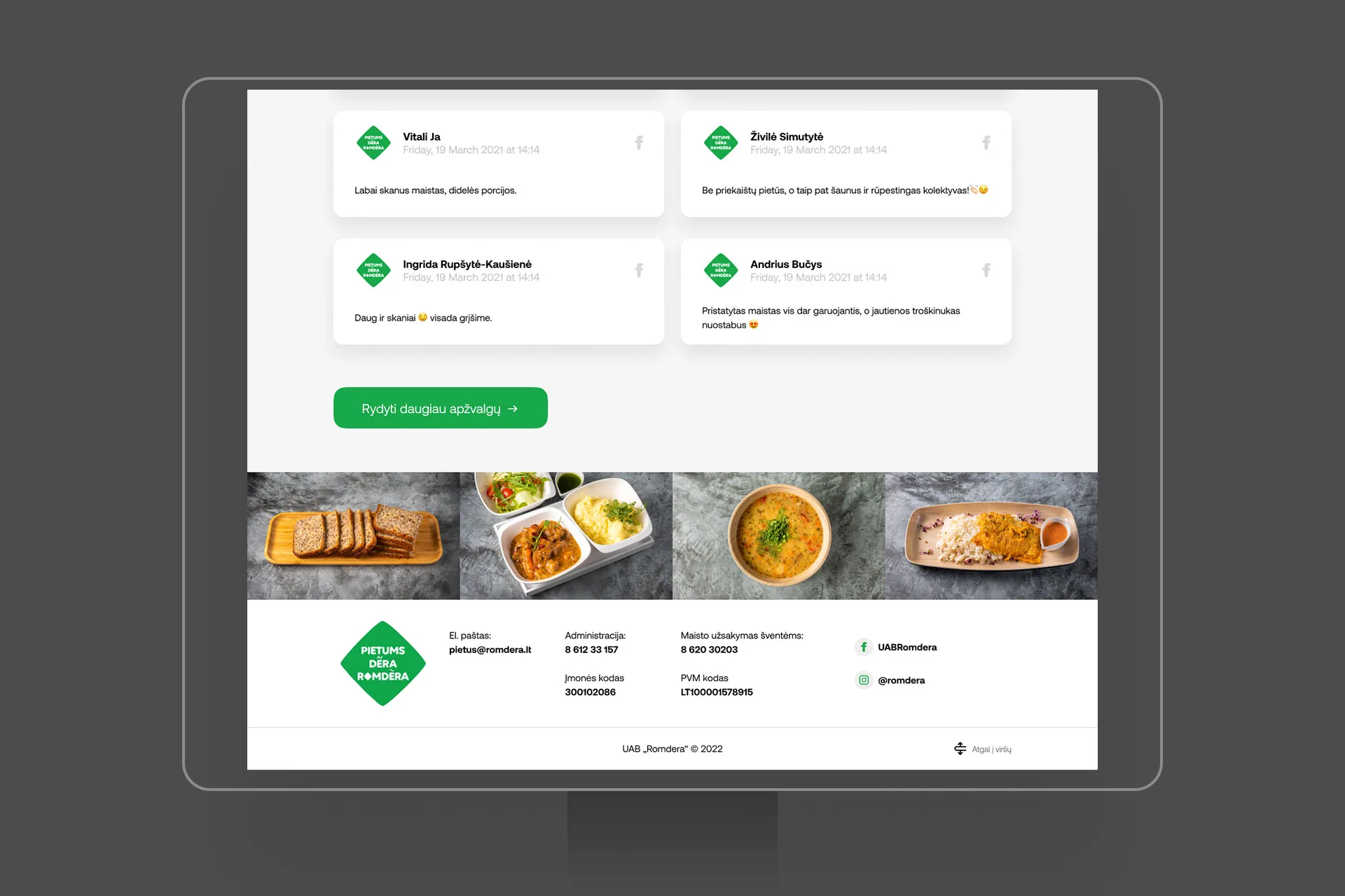 Romdera website – page screen