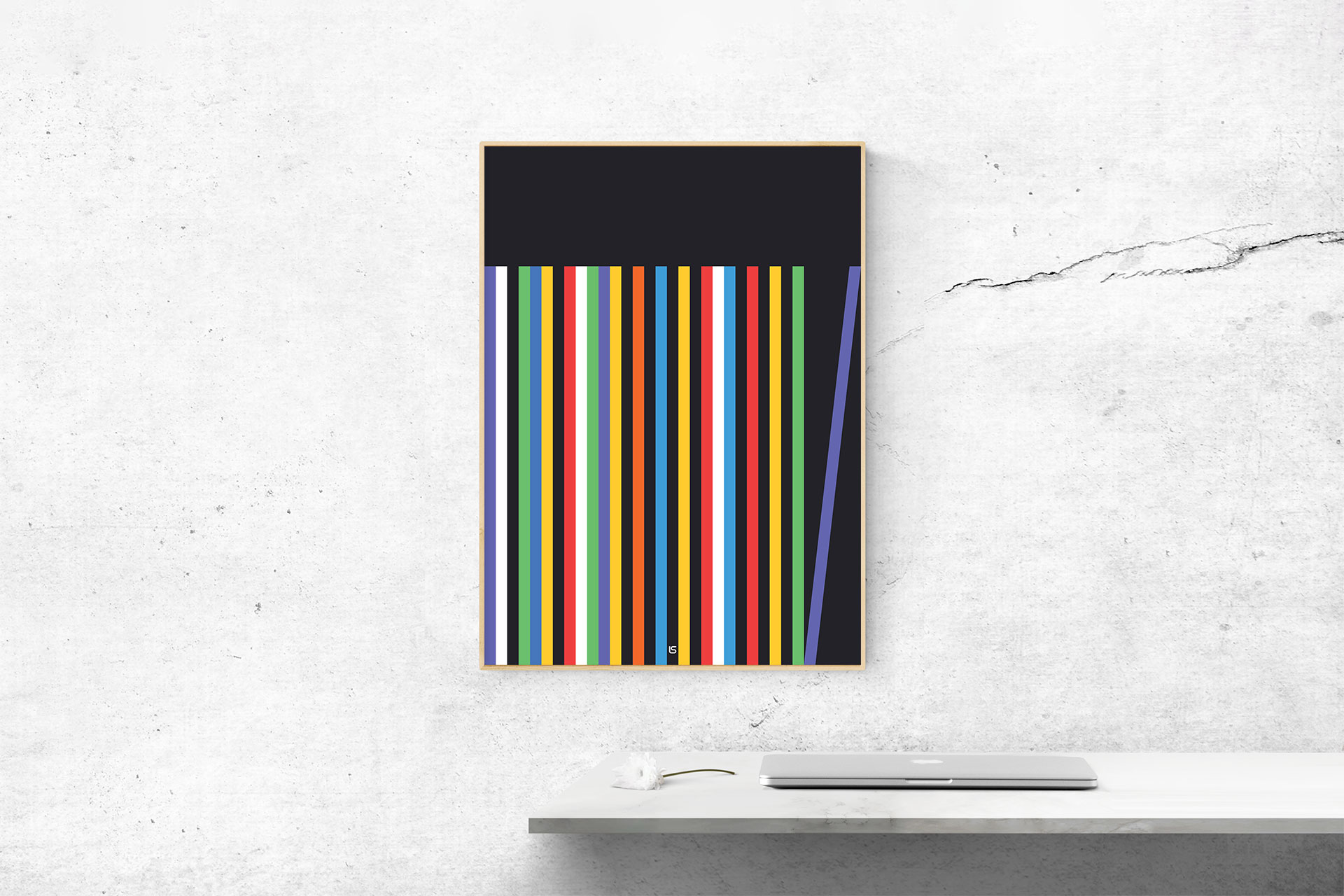 Books Shelf — A3 poster of a stylised bookshelf. Artwork by Lukas Sabaliauskas