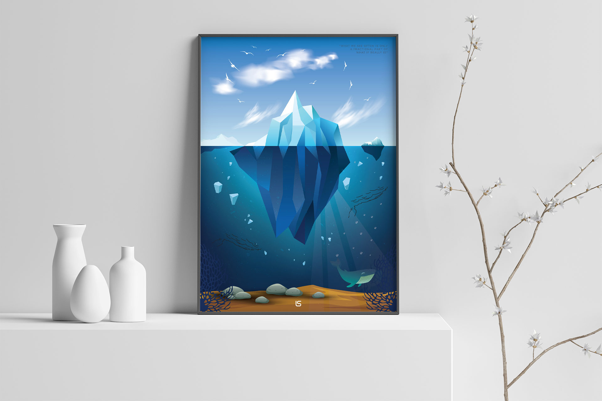 Iceberg Poster — A3 poster: an iceberg reduced to flat colour planes. Artwork by Lukas Sabaliauskas