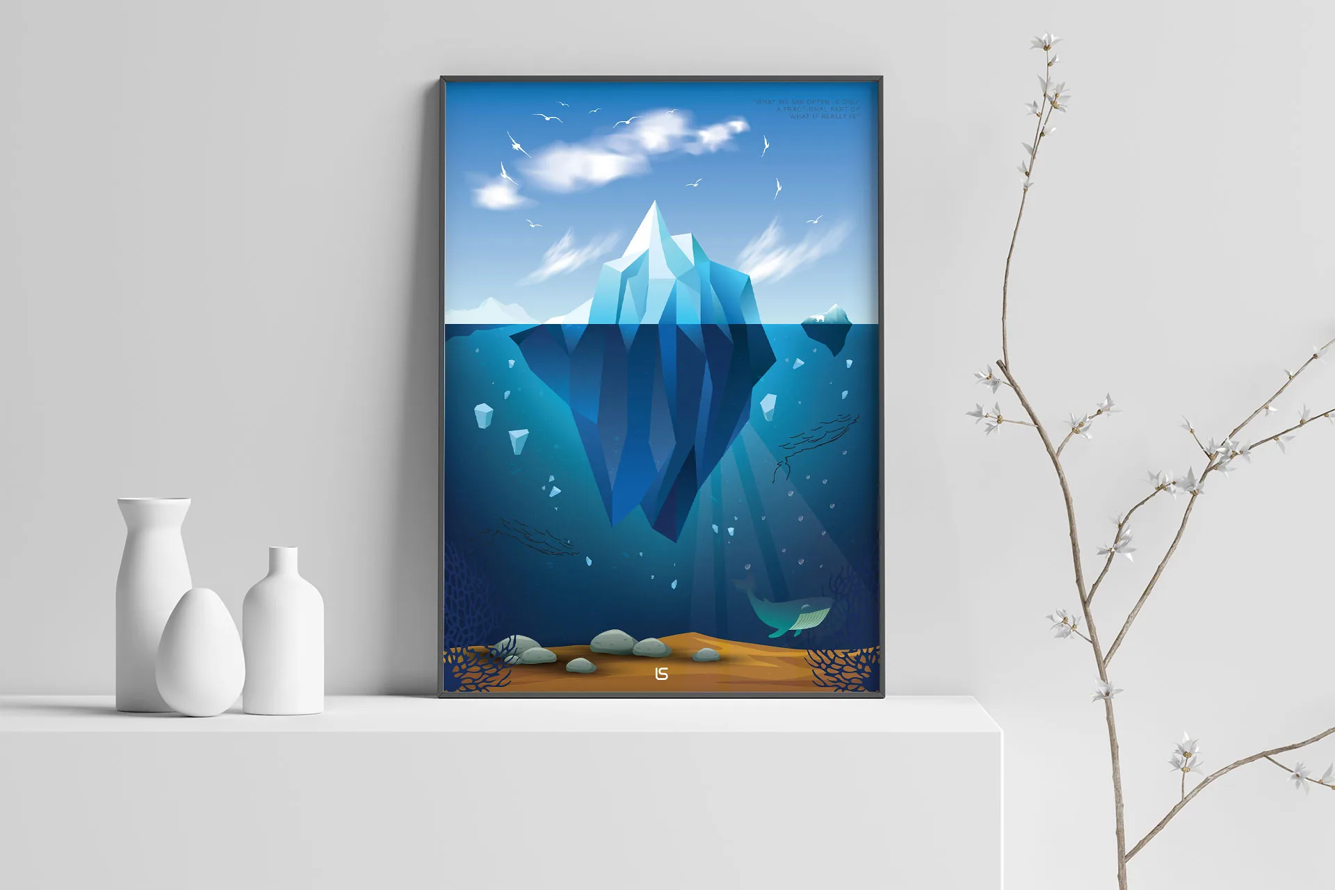Iceberg Poster – A3 poster: an iceberg reduced to flat colour planes. Artwork by Lukas Sabaliauskas