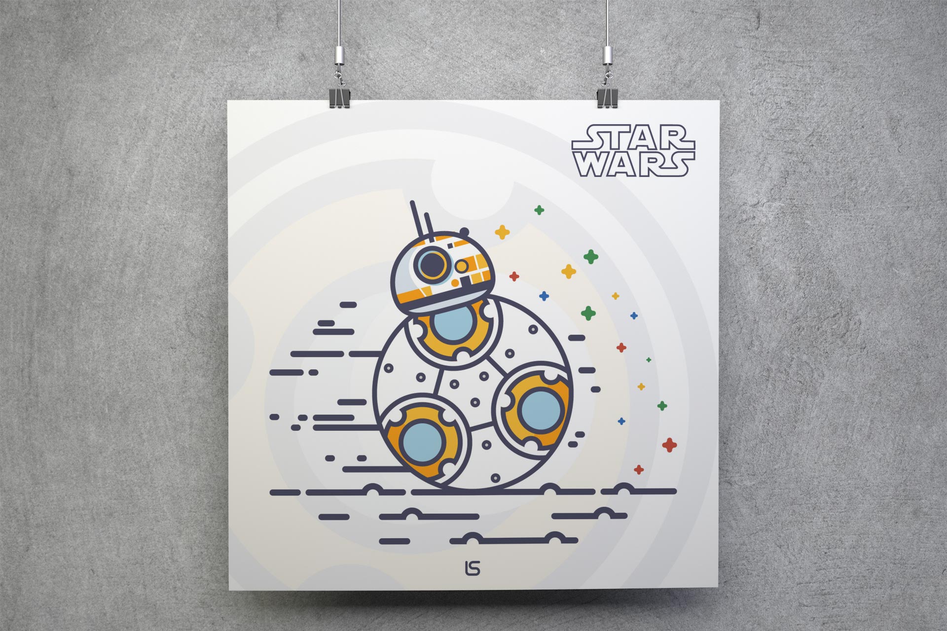 BB-8 — Minimal BB-8 droid illustration. Artwork by Lukas Sabaliauskas