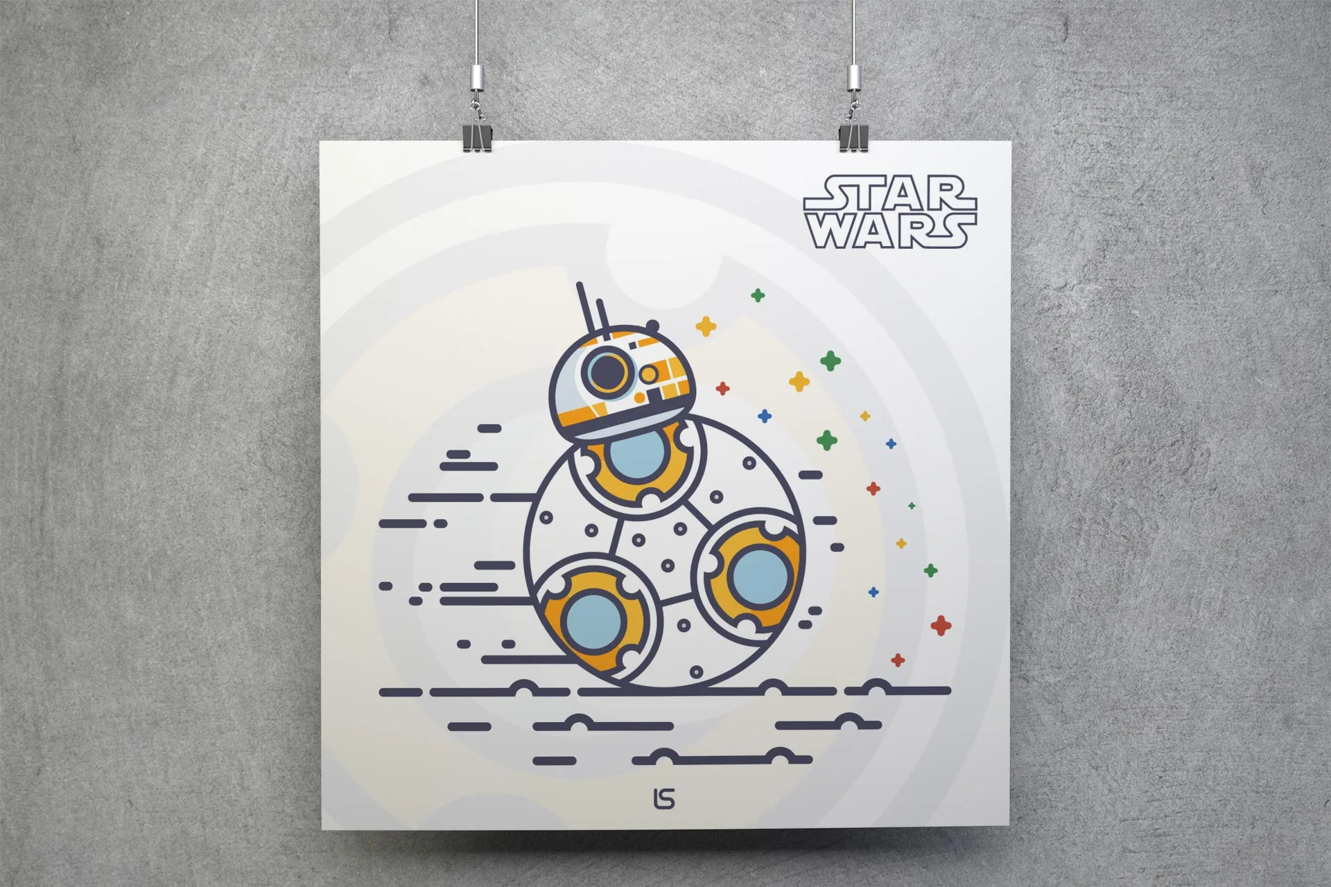BB-8 – Minimal BB-8 droid illustration. Artwork by Lukas Sabaliauskas