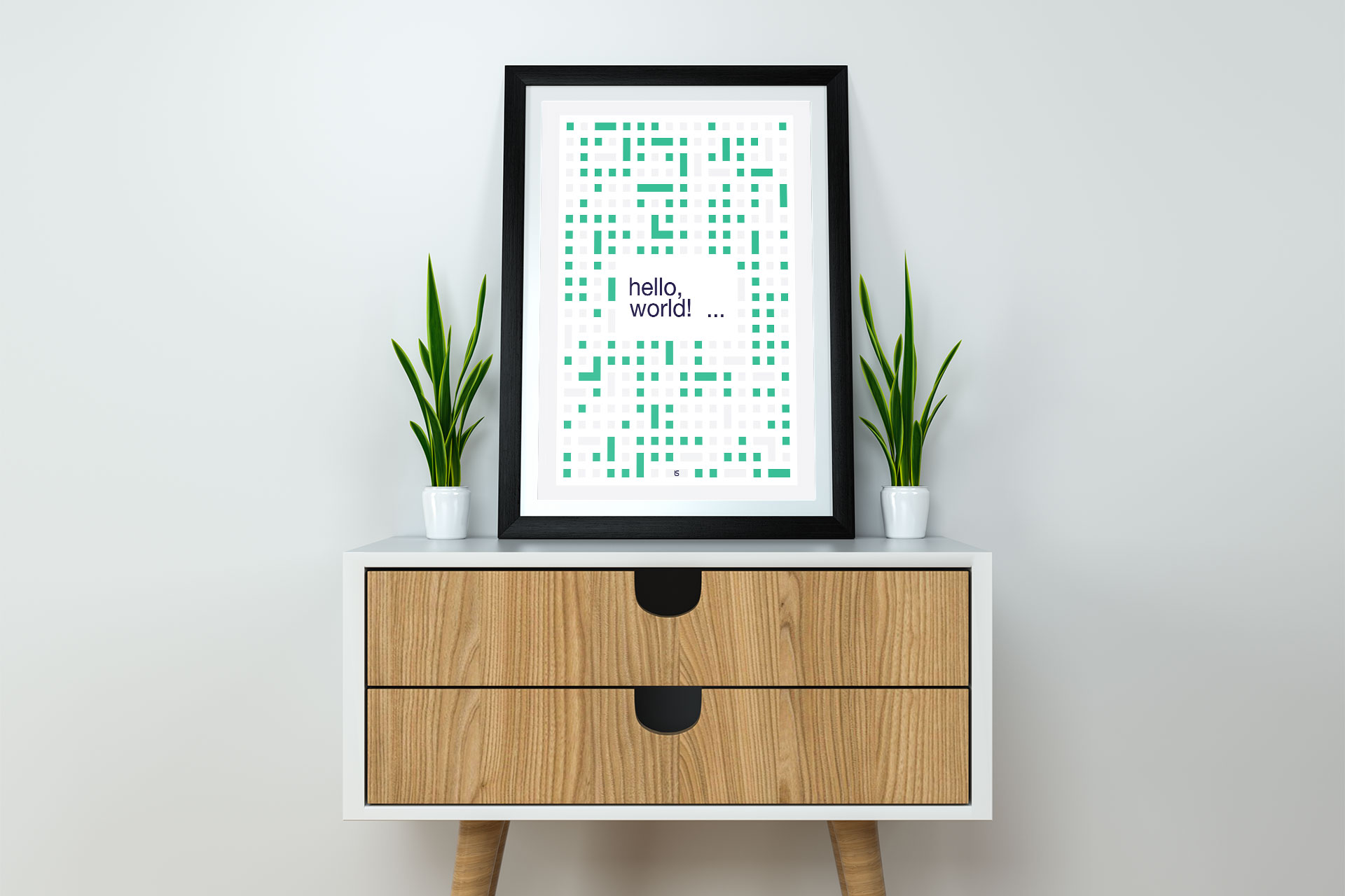 Hello, World — “Hello, World” typographic study in green. Artwork by Lukas Sabaliauskas