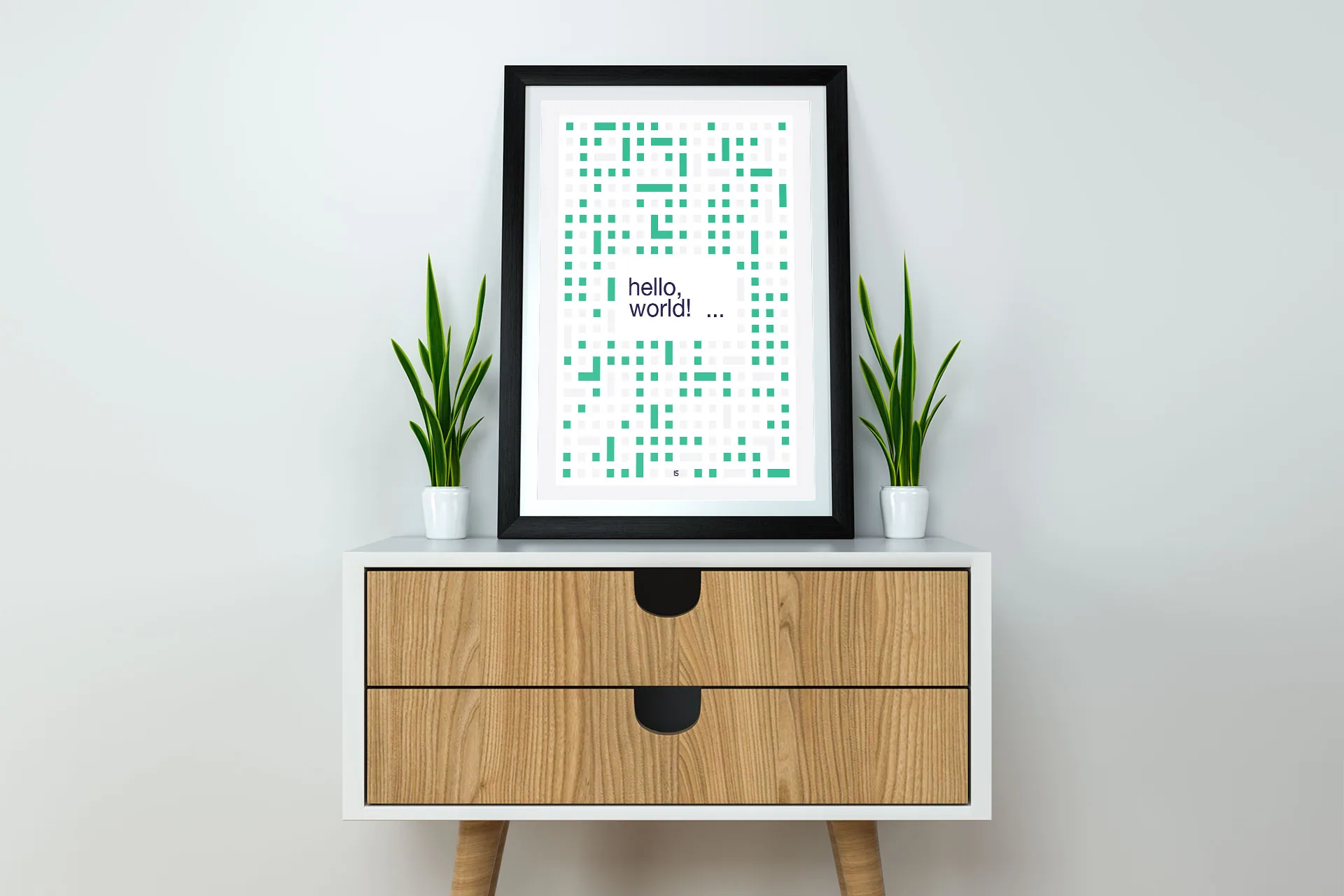 Hello, World – “Hello, World” typographic study in green. Artwork by Lukas Sabaliauskas