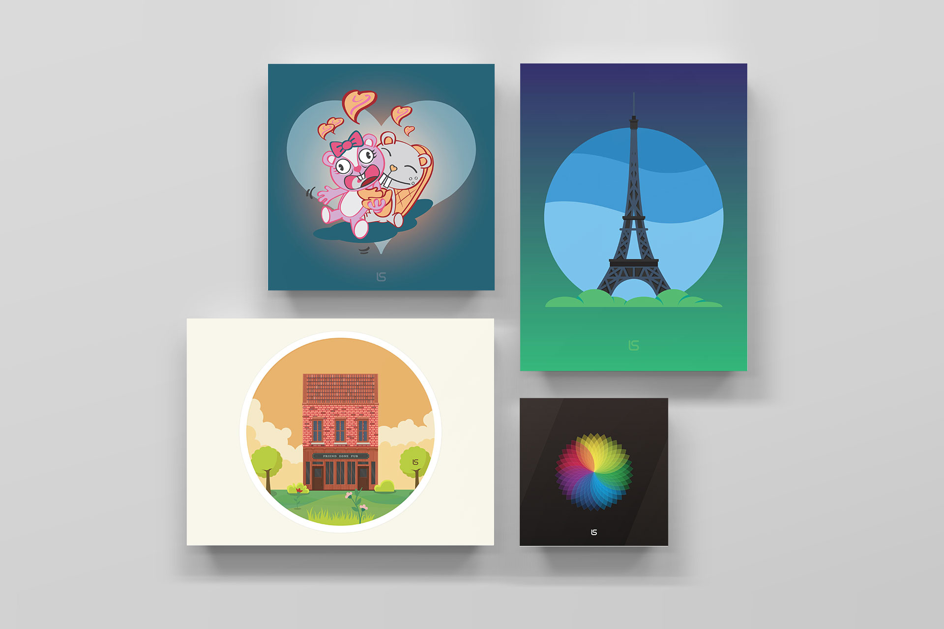 Posters Compilation #1 — Poster compilation shown as branding mockups. Artwork by Lukas Sabaliauskas
