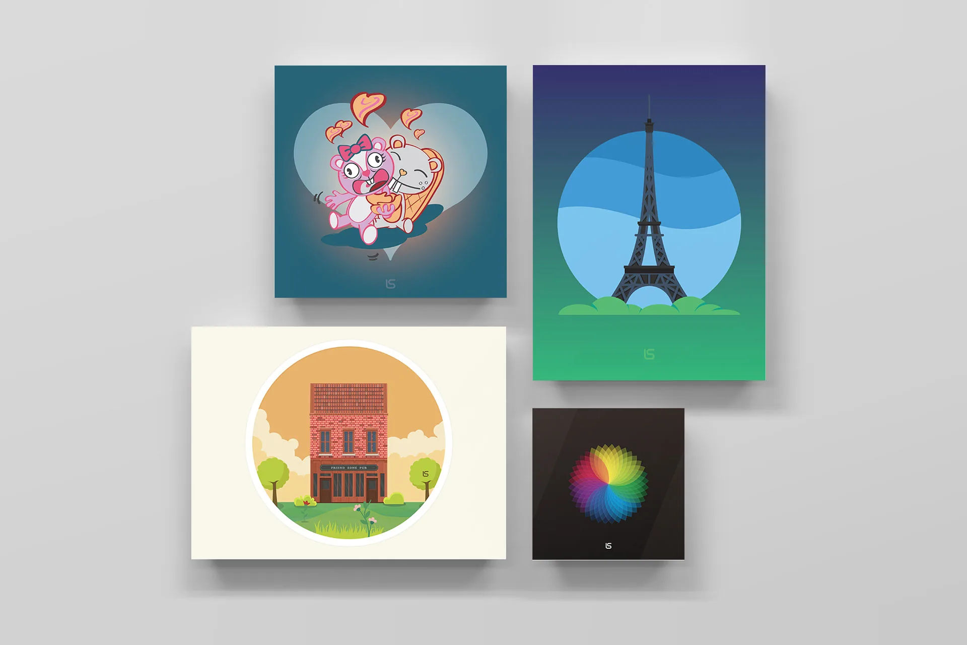 Posters Compilation #1 – Poster compilation shown as branding mockups. Artwork by Lukas Sabaliauskas
