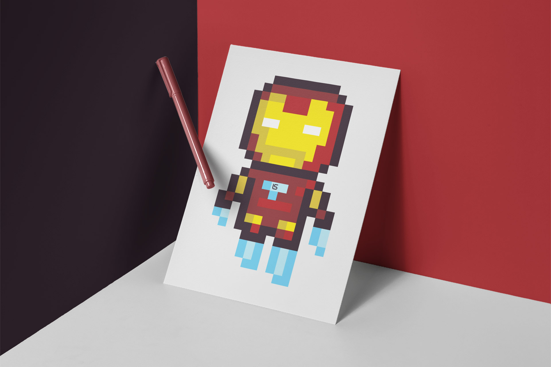 Iron Man — Pixel-art Iron Man study. Artwork by Lukas Sabaliauskas