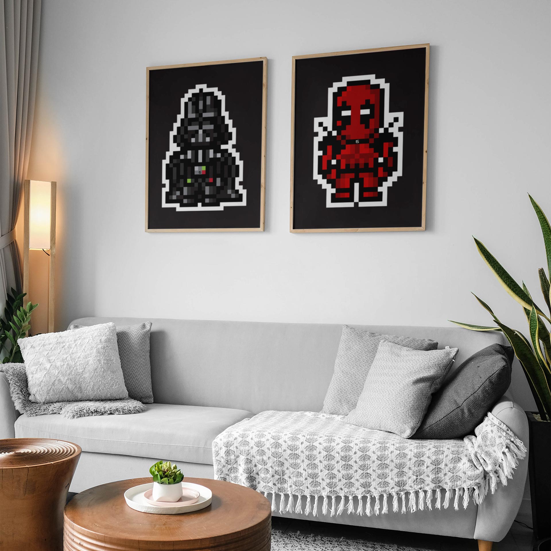 Pixel Wall — Pixel-art wall composition of small characters. Artwork by Lukas Sabaliauskas