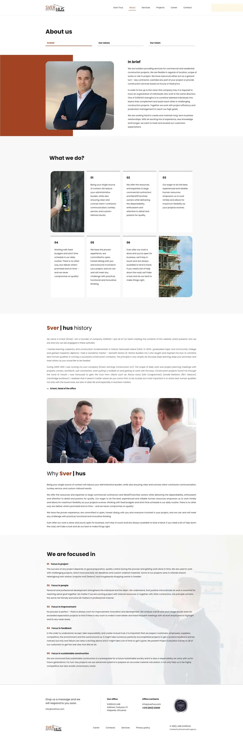 Sverhus.com about page design